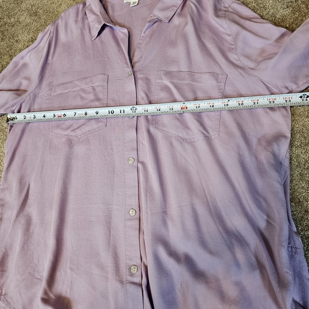 BeachLunchLounge Button Front Blouse Women's XL Purple Long Sleeve 100% Viscose - Picture 4 of 6